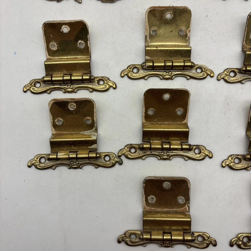 vintage metal Brass French Provincial rocco cabinet hinge drawer pull Gold